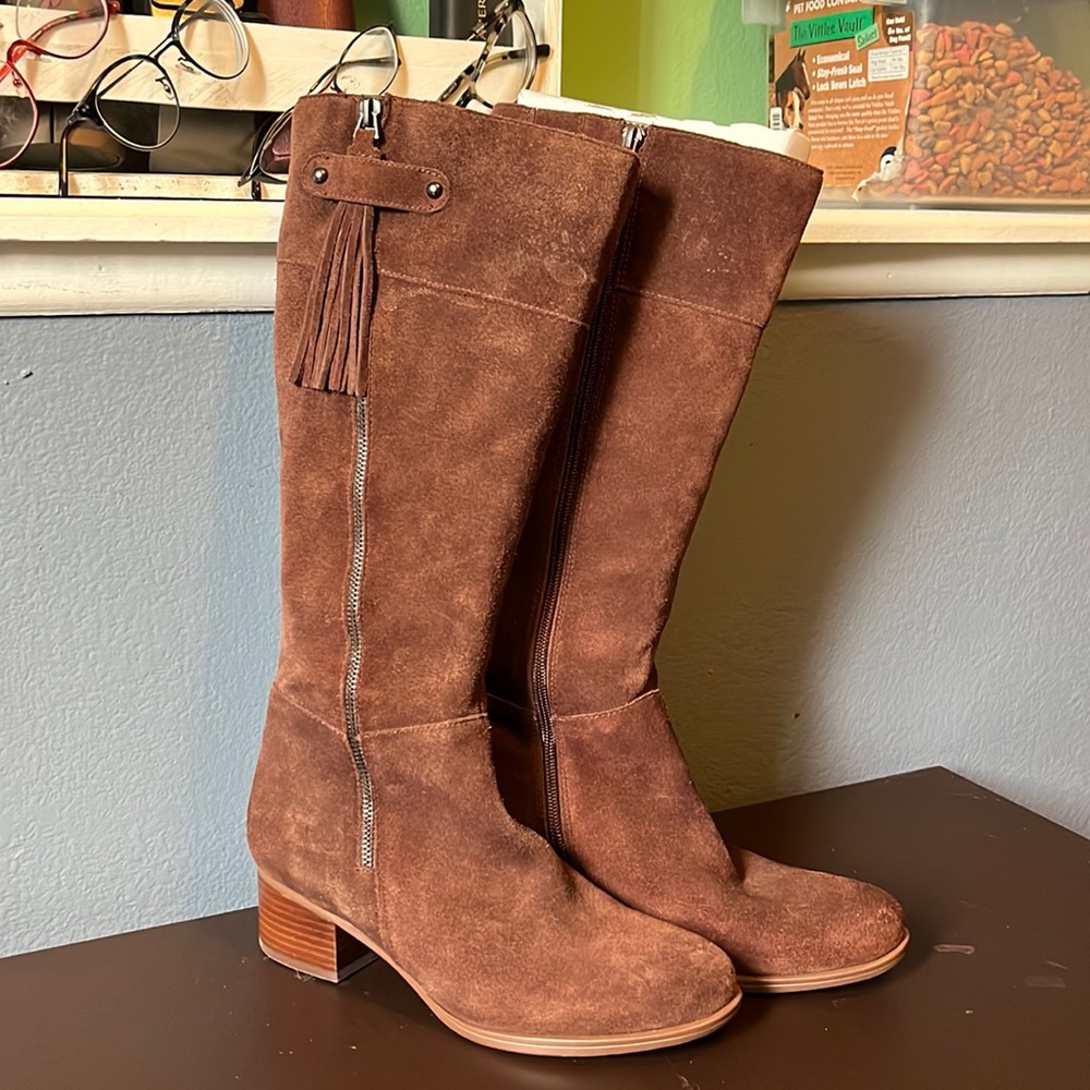 Brown suede boots